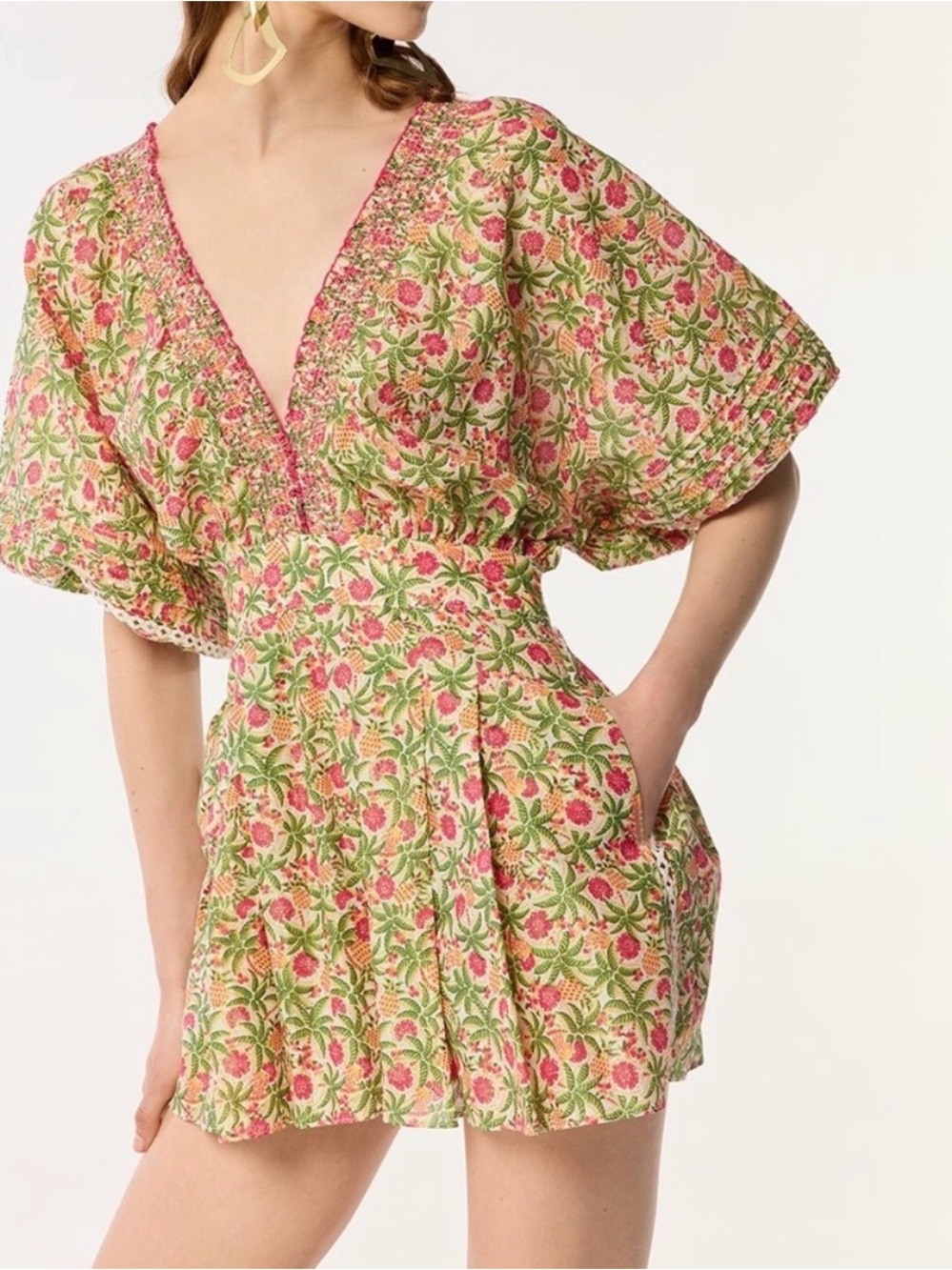Poupette St. Barth Floral V-Neck Romper